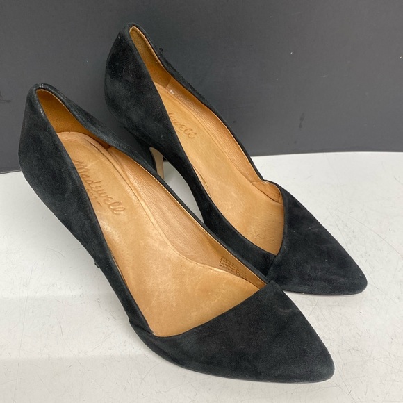 1937 Madewell Black Suede Slip On Heeled Shoes Size 8.5 - Picture 10 of 17